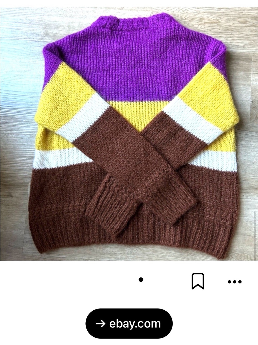 Sezane Purple Brown Yellow Mohair Alpaca Chuck Jumper Sweater SZ S Worn 1X - Picture 2 of 9